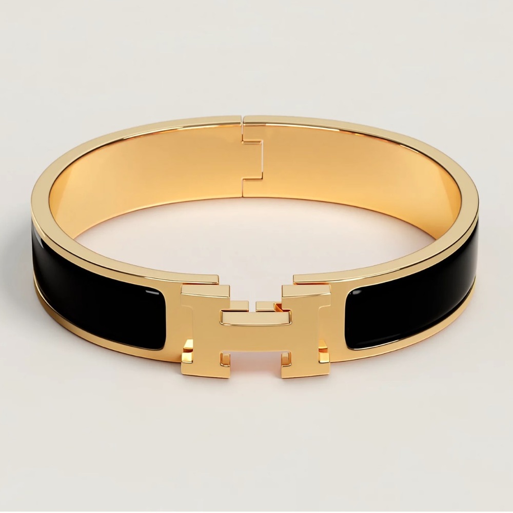 Authentic Hermes Clic H bracelet black and gold